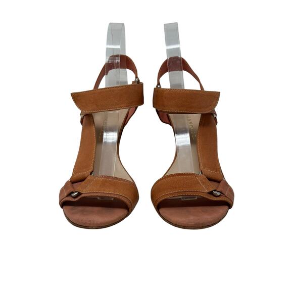 Loeffler Randall Pink Tan leather slingback straps Sandal Heels size 9B - Picture 10 of 13